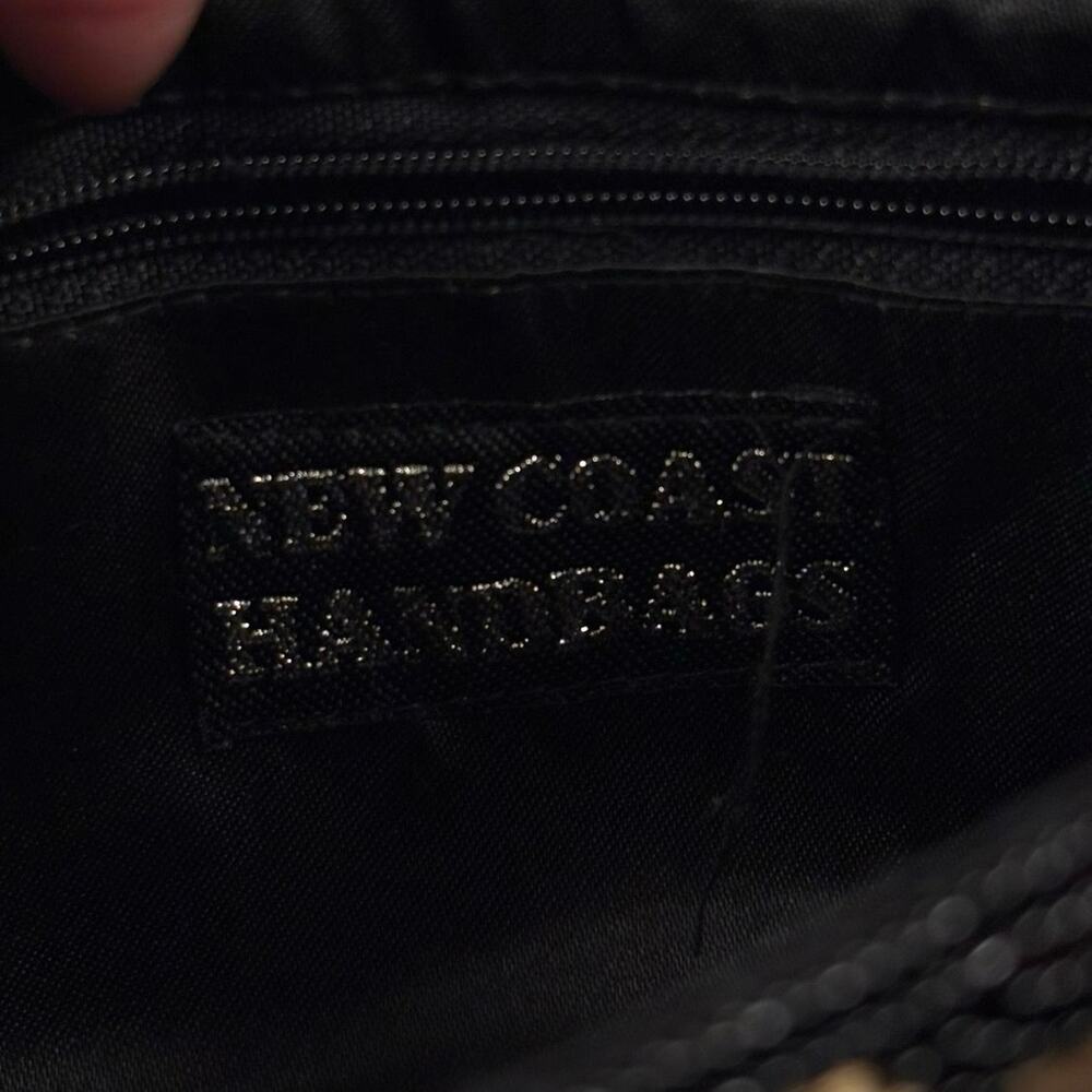 Y2K Vintage Beaded Floral Clutch Bag Black Pink Evening Wedding Handbag Purse - Picture 6 of 10